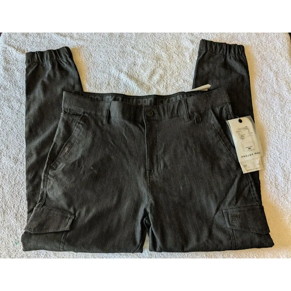 NWT   PROJEK RAW mens cargo Actiflex design charcoal pants  Sz 38